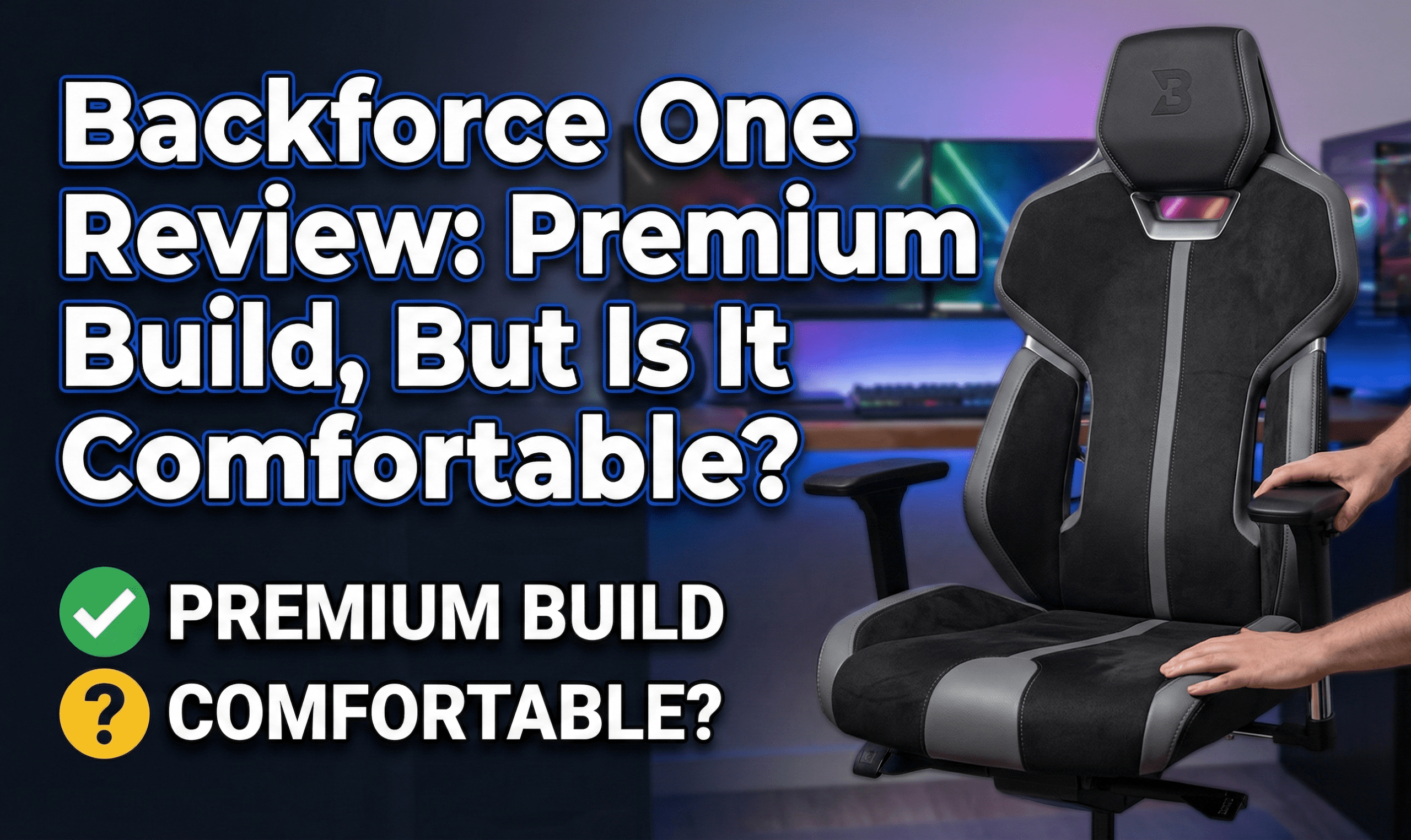 The Backforce One gaming chair in black, showing the rear plastic shell and "Gamer Pulse" LED light