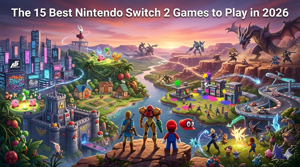displaying a colorful video game world.