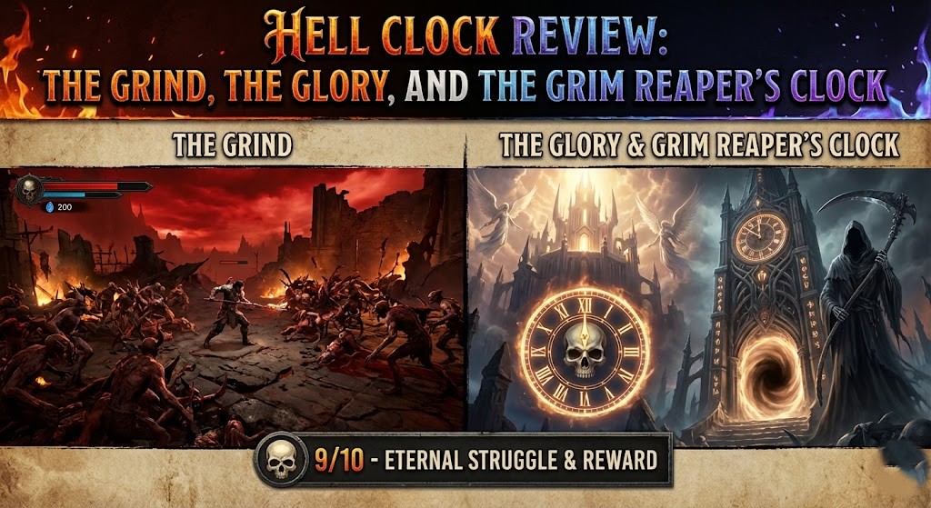 The character Pajeú fighting demons in Hell Clock with a timer counting down in the corner.